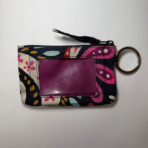 Vera Bradley Painted Paisley Print Zip ID Case Key Ring Card Coin Pouch